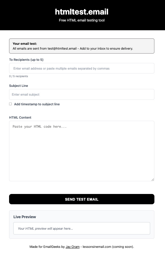 html test dot email.